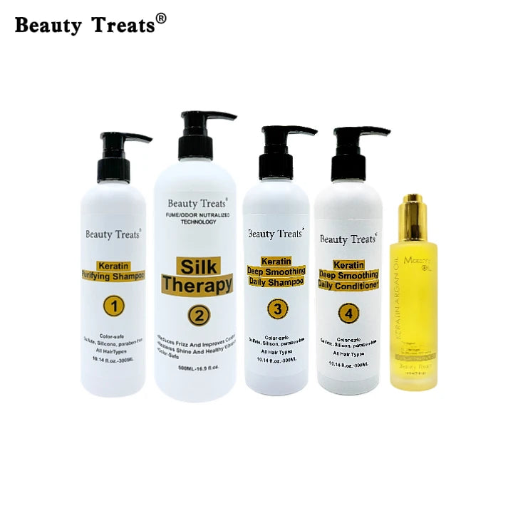 Professional Organic Keratin Series Hair Care Set Includes Hair Repair Shampoo Essence for Straightening Deep Cleaning