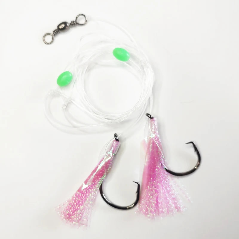 Alpha Customized 7384 2X Strong Soft Circle Hook 5/0 Fishing Flasher Surf Rig for Bass Marlin Trout Saltwater Fishing Stock