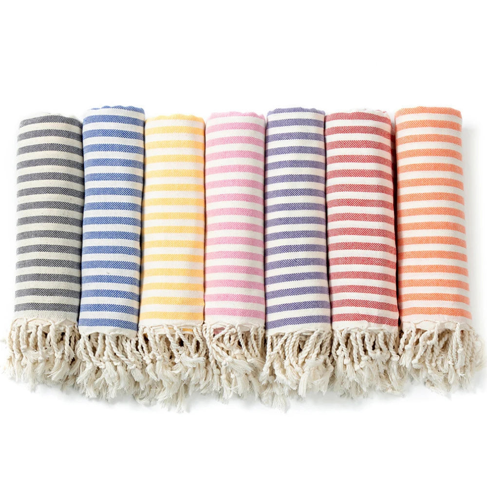 Oversized 180*100cm Large Quick Dry Sand Free Striped Towel Cotton Turkish Beach Towels for Travel Bathing Pool