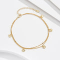 RINNTIN SA64 925 Sterling Silver Women Foot Jewelry Double Layer Box Chain Round Shape Anklet
