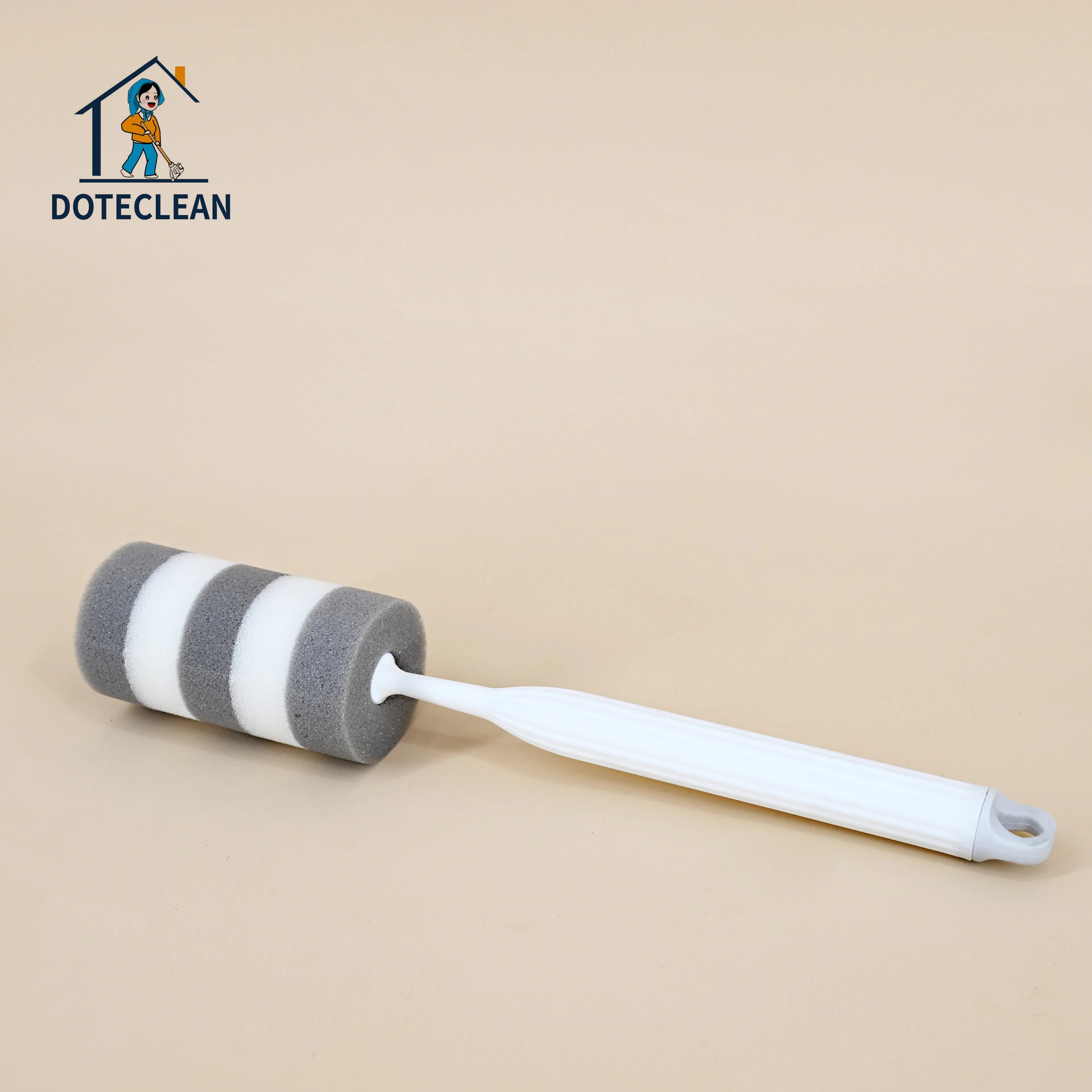 2025 New Two-Color Cylindrical Shape Sponge Cup Brush with Long Handle PP Material for Bottle Cleaning and Stain Removal