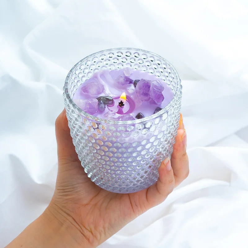 Home Decoration Private Label Relaxing Luxury Aromatherapy Soy Wax Custom Aroma Scented Candles with Crystal