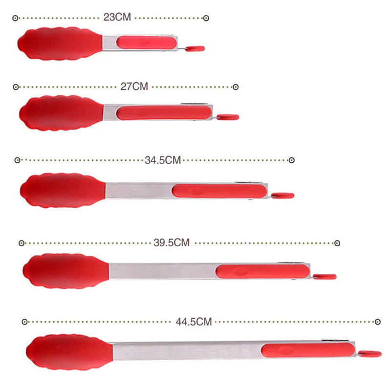 7 9 12 14 16 Inch Stainless Steel Silicone Food Clip Tongs for Frying Serving Barbecue Durable Kitchen Tool