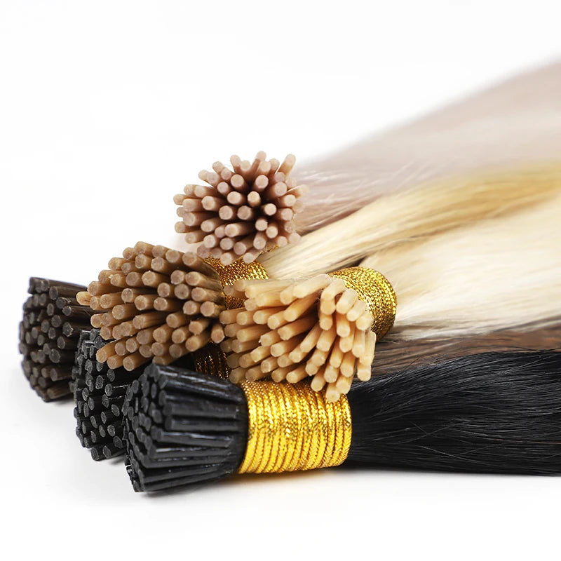 Wholesale 100g I Tip Raw Virgin Hair Straight I-tip 100% Remy Hair Russian Color #1b Raw Double Drawn Itip Human Hair Extensions