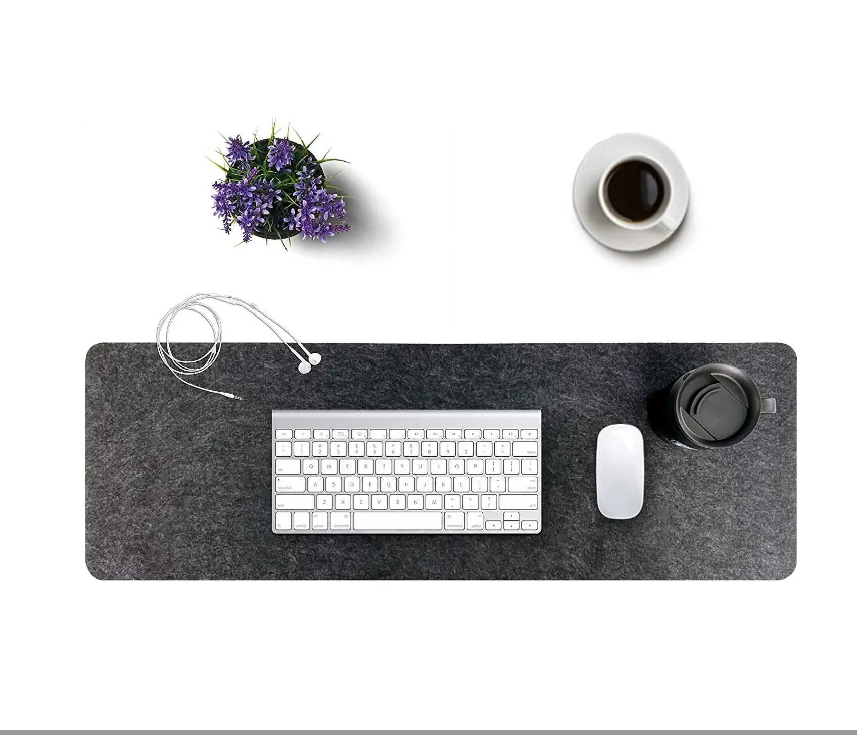 Modern Design Durable Eco-Friendly Rectangle Felt Desk Keyboard Mat Anti-Slip Anti-Scratch Features Dark Grey Office Desk