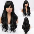 Wholesale Cheap Long Natural Wave Hair Wig Synthetic High Temperature Fiber Direct Price Silk Top Curly Wigs Bangs for Women