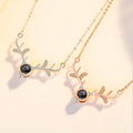 New Design 100 Language I Love You Couple Necklace Cubic Zircon Deer Shape Pendant Necklace for Valentine's Day Gift