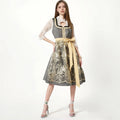 Women's 2 Pieces Retro Jacquard Bavarian Dirndls Oktoberfest Costume German Bavarian Beer Dirndl Lace Dress