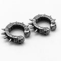 Hip Hop Jewelry Clip on Earrings Non Pierced Punk Rock Stainless Steel Skull Spike Clip Earrings for Women Men