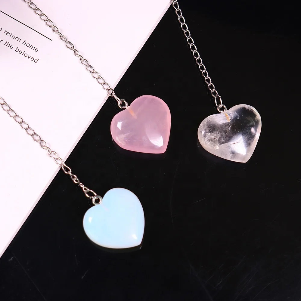 Wholesale High Quality Natural clear Rose Quartz Amethyst Crystal Hearts Tea Infuser Strainer