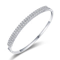 Luxury Layers Cuff Bracelet Bangle 925 Sterling Silver Fashion Simple 2 Rows Iced Out Cubic Zircon Bangles for Women Gifts