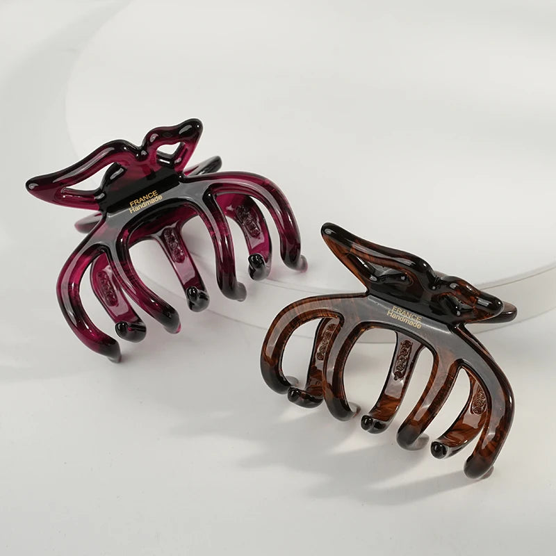 Wjia French Thick France Superior Sense Hairpin Light Luxury Simple Shark Clip Acetic Acid Butterfly Grip Hair Clips