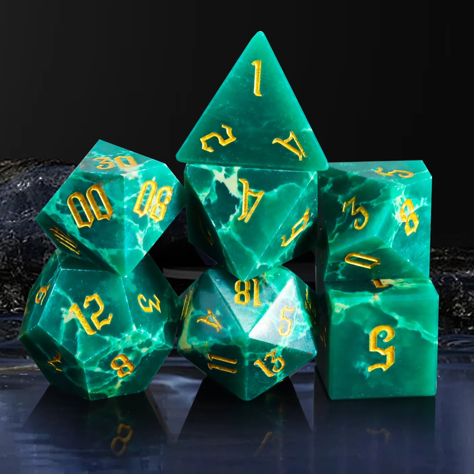Wholesale Custom Polyhedral Natural Stone & Plastic D&D Dice Set 7PCS Handmade Durable for Board Games