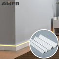 Rongke OEM Pine Wood Trim Plastic Composite Mdf Skirting Board Baseboard Moulding Gold Modern