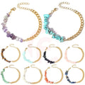 Bohemian Irregular Gravel Natural Raw Stone Stainless Steel Adjustable Crystal Amethyst Rose Quartz Bracelet Anklets for Women