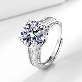 Platinum Plated Full Zircon Sparkling Wedding Ring for Women Mirco Pave Bling Zirconium 5 Carat Diamond Ring for Bridal