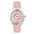 Ladies Braille Watch Chrome Leather Band-White Dial for Blind People or Visually Impaired People or Old People