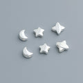 Fashion 925 Sterling Silver Geometric Stars Moon Spacer Beads for Bracelet Necklace Making Finding
