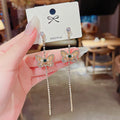 S925 Silver Needle Butterfly Long Diamond-Set Tassel Earrings for Women Rhinestone Crystal Tassel Shiny Earring