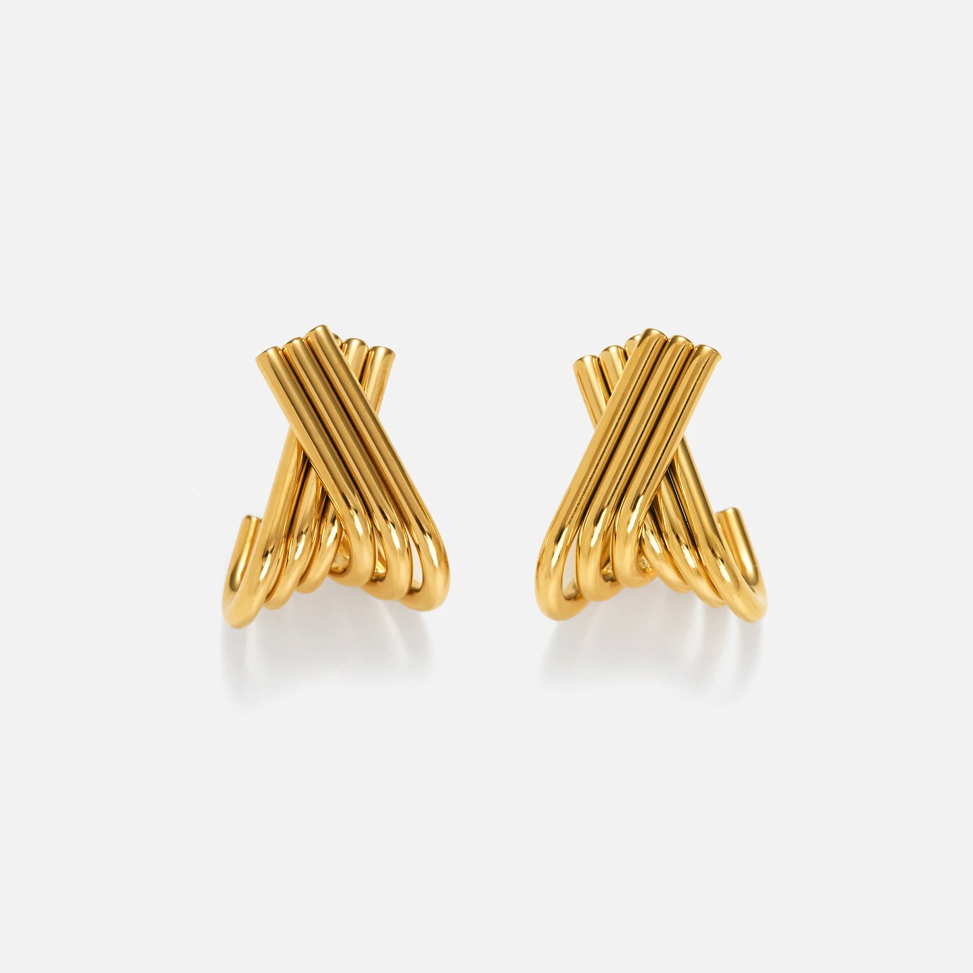 2024 Dazan New INS Winter Trendy 18k Pvd Gold Plated Stainless Steel Vintage Shine French Shield Unique Earrings Luxury Jewelry