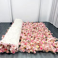 DKB New 3D Roll up Tropical Pink Leaves Backdrop Panel Pink Artificial Rose Grass Flower Wall for Wedding Event Stage Decor