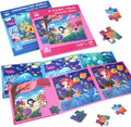 Magnetic Puzzles Two-Books Set Mermaid Animal Wooden Jigsaw Puzzles Book for Preschool Educational Learning Toys for Kids