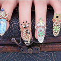 Paso Sico New Arrive 12 Design Adjustable Fashion 3D Diamond Crown Finger Ring Alloy Nail Charms for DIY Nail Art Decoration