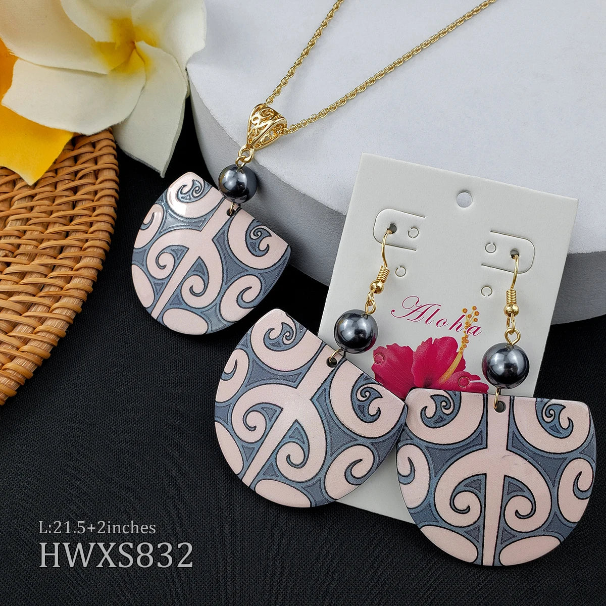 Hawaiian Fashion Geometric Pearl Earring Custom Earrings Sets