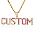 NUOYA Two Tone Custom Name Pendant Gold Plated Bling Iced Out Zircon Rainbow CZ Letter Charm Pendant Rapper Jewelry Gift