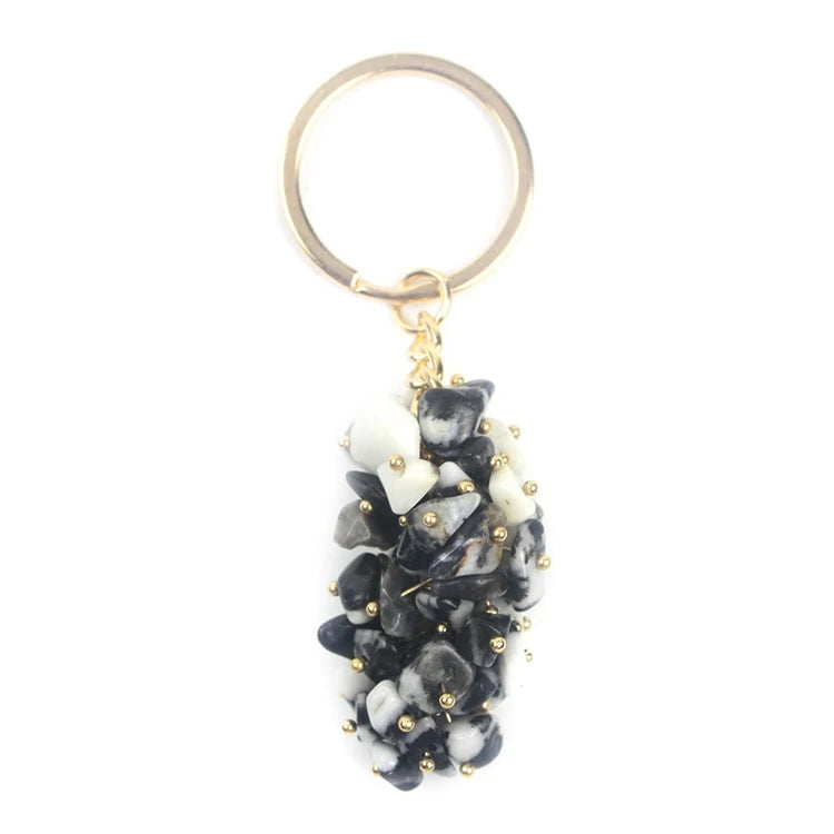 HZ Fashion Design Natural Stone Key Ring_ Picasso Jasper Stone Energy Key Chain_ Picasso Jasper Grape Shaped Pendant Souvenirs Gift
