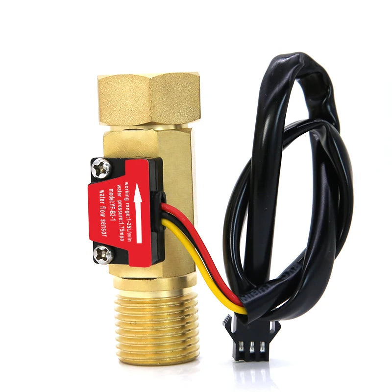 1/2" Male Female Thread Brass NPN Water Heater Flowmeter DN15 Movable Connector End Solenoid Power DC3.5~24V Control Valves