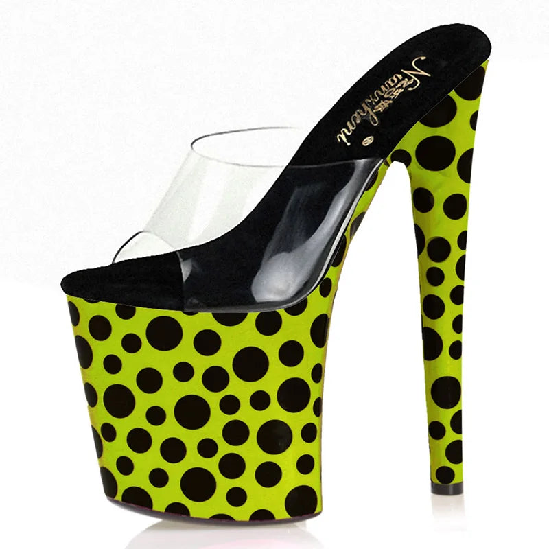 New wave point fashion Slippers 20 cm platform Club Stripper Heels Stiletto High Heels pole dance strip dance summer leaky toe