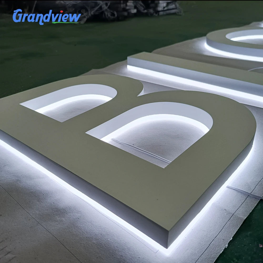 Custom 26 Letter Alphabet Signage Outdoor Stainless Steel Backlit 3D Illuminated Restaurant Channel Sign for Hotels Advertising