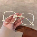 6552 Blue Light Blocking Men Women Metal Optical Glasses Big Frames Clear Lens Ins Beige Student square Fashion High-quality