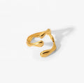 Ins Unique Geometric Cross Texture Open Adjustable Ring Women Finger Jewelry 18k Gold Stainless Steel Rings