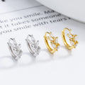 Fashion Jewelry 925 Sterling Silver Statement Earrings Geometric Leaves Leaf  Shape Zircon Gold Plated Hoop Earrings Women
