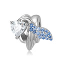 Elegant Mermaid Tail Ring Charm 925 Sterling Silver Bead with CZ for Women Fine Charm Beads Jewelry Bracelet Wholesale Accessory