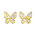 Peishang Wholesale 925 Sterling Silver 14K Gold Plated Cz Cubic Zirconia Zircon Butterfly Jewelry Stud Earrings