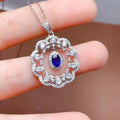 Factory Wholesale Customized 925 Sterling Silver Natural Sapphire Jewelry Rhodium Friendship Choker Necklace Pendant for Gift