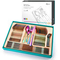 Fork Knife and Spoon Set Stainless Steel Gold Flatware 48pcs With Box Sets Dinner Sliver Titanium Wedding 48 Piece Cutlery Set
