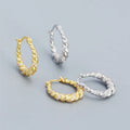 SP Chunky Hoops Geometric S925 Sterling Silver Luxury Zircon U Shaped Twist Hoop Earrings