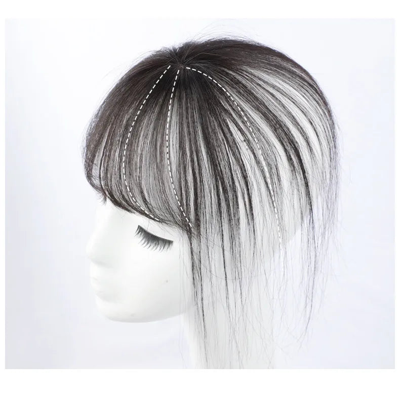 LONGFOR Stock 3D Air Bangs Small Area Head of Hair Patch Piece Human Hair Topper Ready to Ship