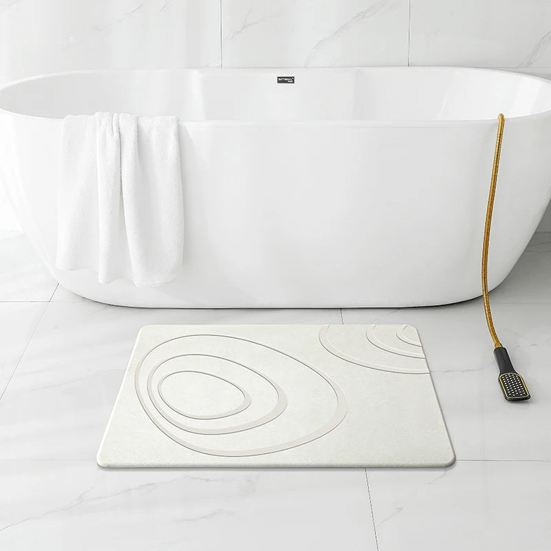 Anti-Slip Wave Pattern Eco-Friendly Diatomite Bath Mat with Water Absorption for Home Decor