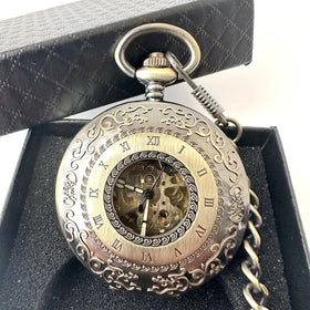 Roman Flower Mechanical Watch Glow in Dark Automatic Mechanical Pocket Watches