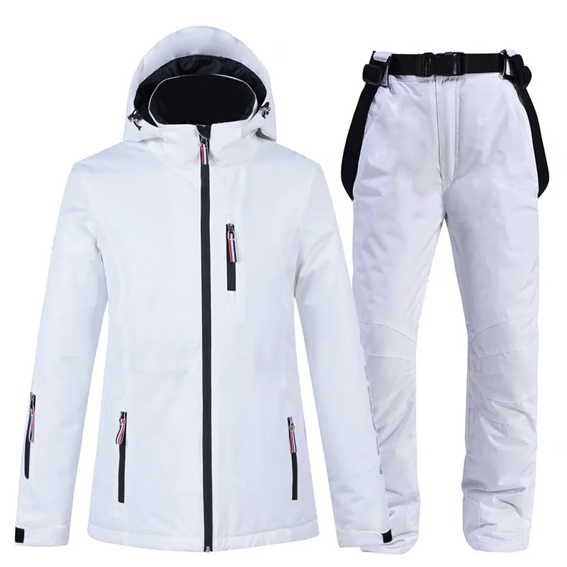 Women's Waterproof Ski Suit Winter Windproof Thermal Jacket With Strap Plus Size Heated Snow Pants Adults Snowboarding Wear