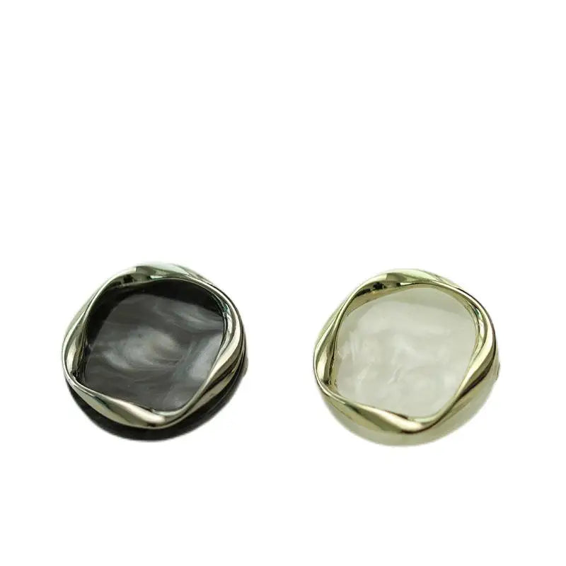 Fashion Clothing Accessories Gold Edge White Black Brown Colors Square Round Resin Metal Shank Button  for Tweed Coat Dress