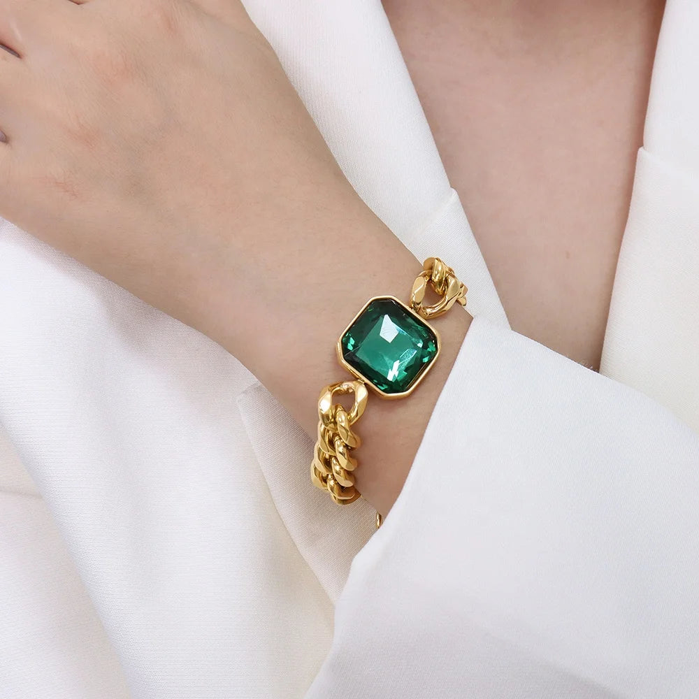 China Made Exaggerated Personality Stainless Steel 18K Gold Thick Chain Bracelets