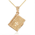 Risingmoon Retro Gold Plated Religious  Opening Bible Book Necklace