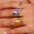 18K Gold Plated 316L Stainless Steel Irregular Finger Rings Personality Geometric Tarnish Free Exaggerated Ring Jewelry
