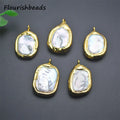 Wholesale Gold Plated Irregular Geometric Rectangle Shape Natural Pearl Pendants for DIY Fashion Woman Jewelry Necklaces
